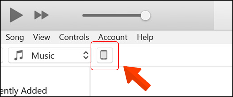  Truy cập ứng dụng iTunes > Chọn biểu tượng điện thoại như hình.